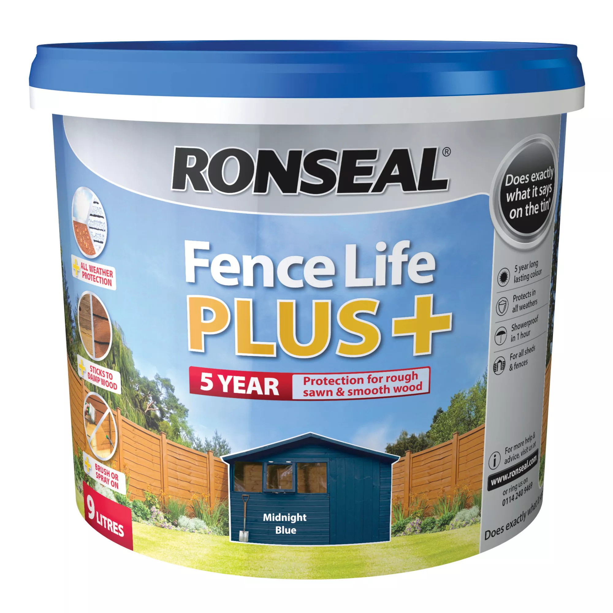 Ronseal Fence Life Plus Midnight Blue Matt Fence & Shed Treatment, 9L 3 Ronseal Fence Life Plus Midnight Blue Matt Fence & Shed Treatment, 9L