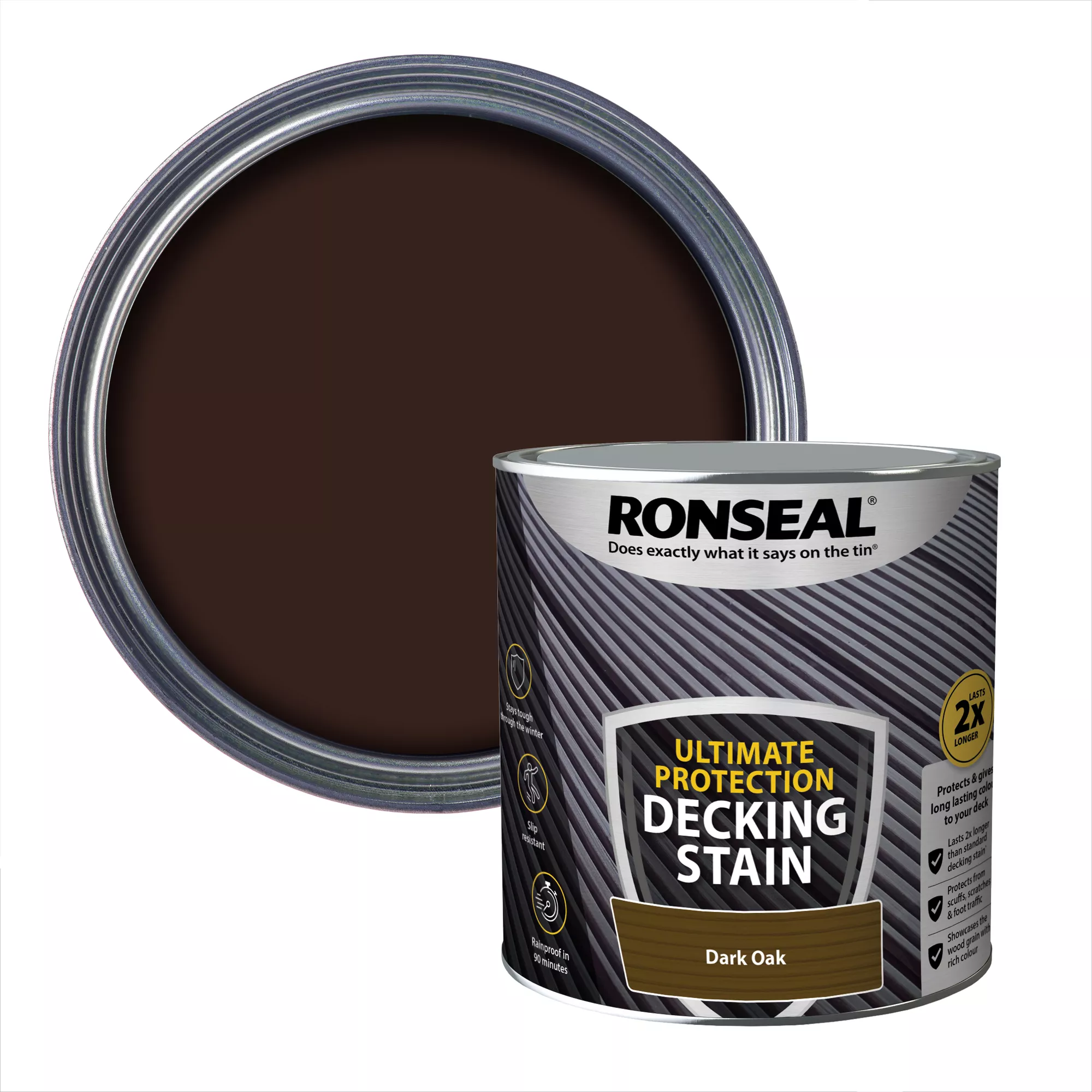 Ronseal Ultimate Protection Dark Oak Matt Decking Wood Stain, 2.5L 3 Ronseal Ultimate Protection Dark Oak Matt Decking Wood Stain, 2.5L