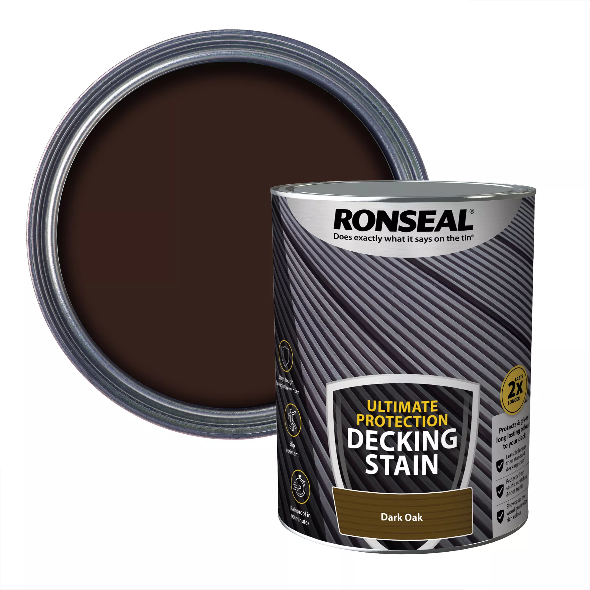 Ronseal Ultimate Protection Dark Oak Matt Decking Wood Stain, 5L 3 Ronseal Ultimate Protection Dark Oak Matt Decking Wood Stain, 5L