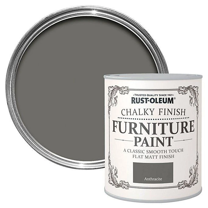 Rust-Oleum Anthracite Chalky Effect Matt Furniture Paint, 750ml 3 Rust-Oleum Anthracite Chalky Effect Matt Furniture Paint, 750ml