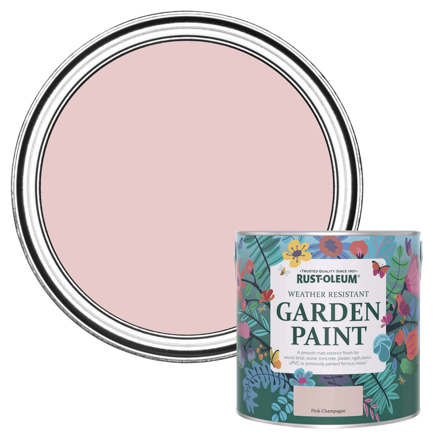 Rust-Oleum Garden Paint Pink Champagne Matt Multi-surface Garden Paint, 2.5L Tin 3 Rust-Oleum Garden Paint Pink Champagne Matt Multi-surface Garden Paint, 2.5L Tin