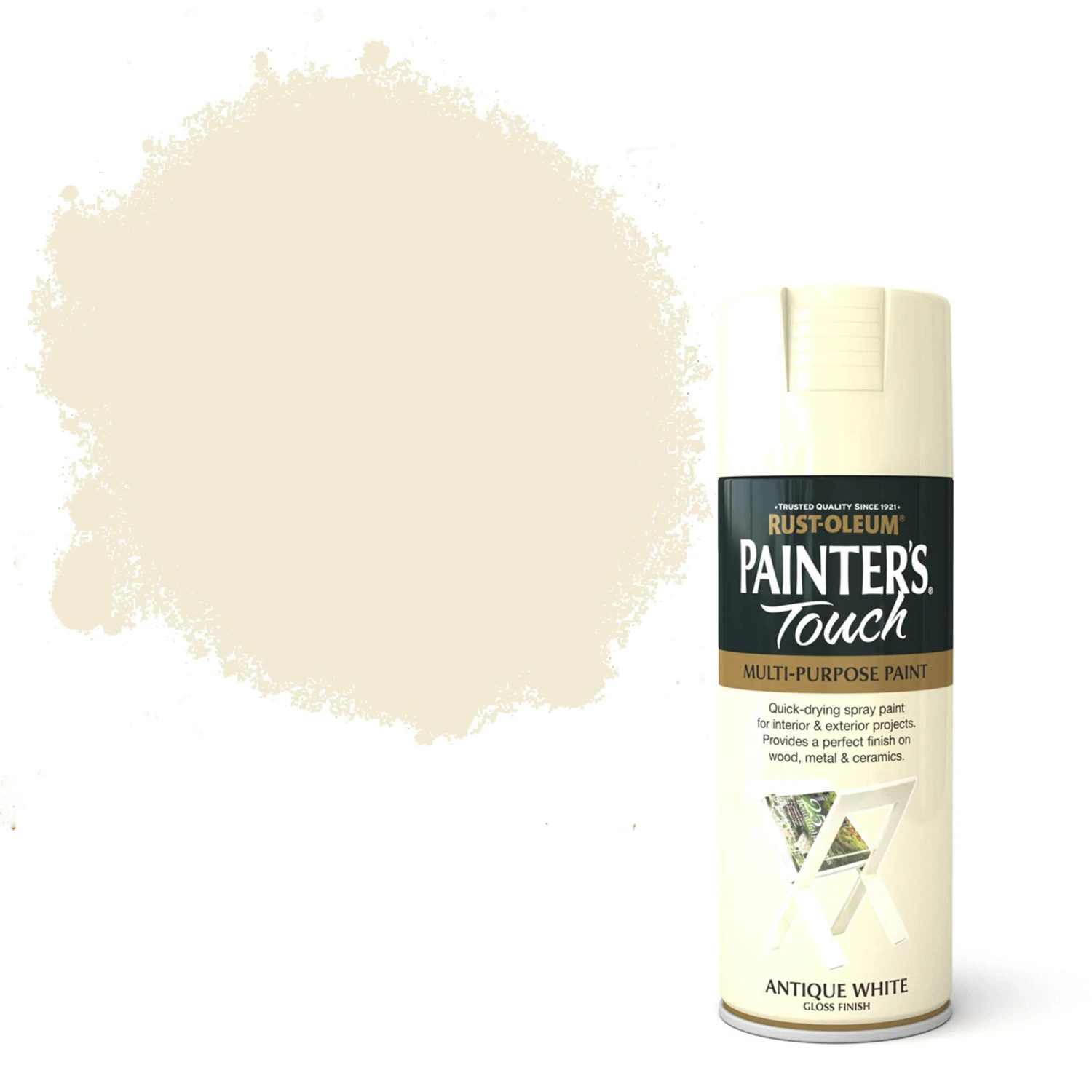 Rust-Oleum Painter's Touch Antique White Gloss Multi-surface Decorative Spray Paint, 400ml 3 Rust-Oleum Painter's Touch Antique White Gloss Multi-surface Decorative Spray Paint, 400ml