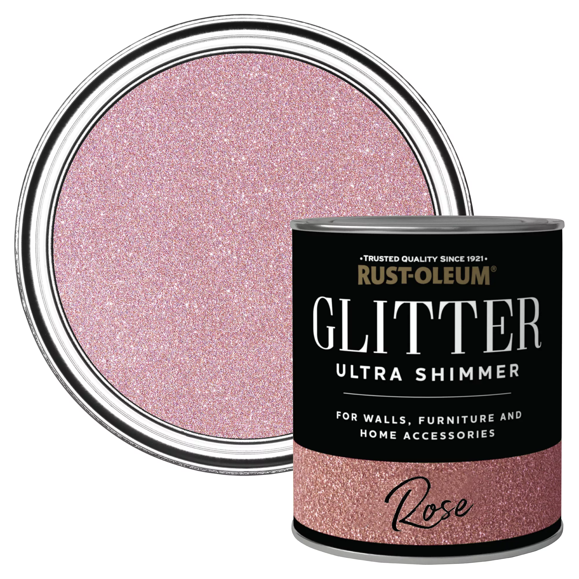 Rust-Oleum Ultra Shimmer Rose Glitter Effect Mid Sheen Multi-surface Topcoat Paint Glitter, 750ml 3 Rust-Oleum Ultra Shimmer Rose Glitter Effect Mid Sheen Multi-surface Topcoat Paint Glitter, 750ml