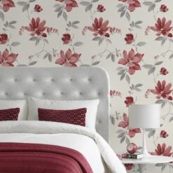 Silwood Red Magnolia Smooth Wallpaper -Hammerite Shop silwood red magnolia smooth wallpaper5059340410357 02i