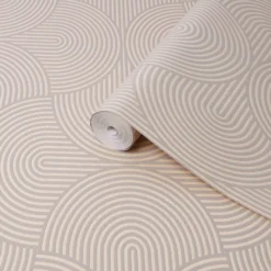 Superfresco Easy Halcyon Beige Geometric Metallic Effect Smooth Wallpaper