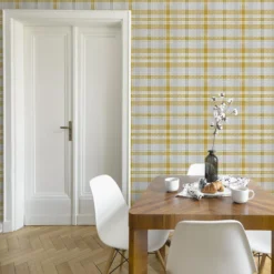 Superfresco Easy Yellow Tartan Fabric Effect Smooth Wallpaper -Hammerite Shop superfresco easy yellow tartan fabric effect smooth wallpaper5011583514858 01i bq