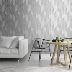 Superfresco Milan Geometric Silver Effect Smooth Wallpaper -Hammerite Shop superfresco milan geometric silver effect smooth wallpaper5011583386578 21i bq