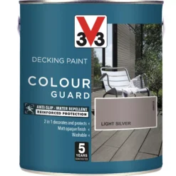 V33 Colour Guard Matt Light Silver Decking Paint, 2.5L -Hammerite Shop v33 colour guard matt light silver decking paint 2 5l3153895163019 08c bq