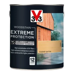 V33 Extreme Protection Clear Satin Wood Stain, 2.5L -Hammerite Shop v33 extreme protection clear satin wood stain 2 5l3153895180672 08c bq