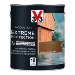 V33 Extreme Protection Dark Oak Satin Wood Stain, 2.5L -Hammerite Shop v33 extreme protection dark oak satin wood stain 2 5l3153895180702 08c bq