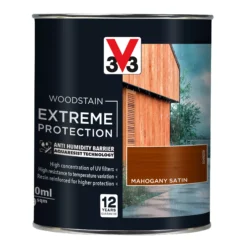 V33 Extreme Protection Mahogany Satin Wood Stain, 750ml -Hammerite Shop v33 extreme protection mahogany satin wood stain 750ml3153895180641 08c bq