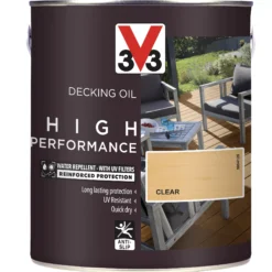 V33 High Performance Clear UV Resistant Decking Wood Oil, 2.5L -Hammerite Shop v33 high performance clear uv resistant decking wood oil 2 5l3153895163040 03c