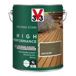 V33 High Performance Dark Silver Satin Quick Dry Decking Stain, 5L -Hammerite Shop v33 high performance dark silver satin quick dry decking stain 5l3153895180894 08c bq