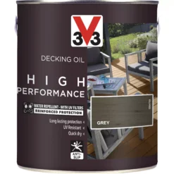 V33 High Performance Grey UV Resistant Decking Wood Oil, 2.5L 13 V33 High Performance Grey UV Resistant Decking Wood Oil, 2.5L -Hammerite Shop v33 high performance grey uv resistant decking wood oil 2 5l3153895164405 08c bq