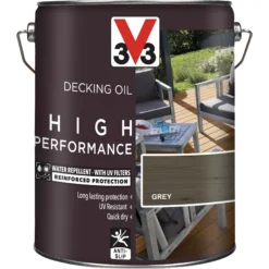 V33 High Performance Grey UV Resistant Decking Wood Oil, 5L 11 V33 High Performance Grey UV Resistant Decking Wood Oil, 5L -Hammerite Shop v33 high performance grey uv resistant decking wood oil 5l3153895164436 03c
