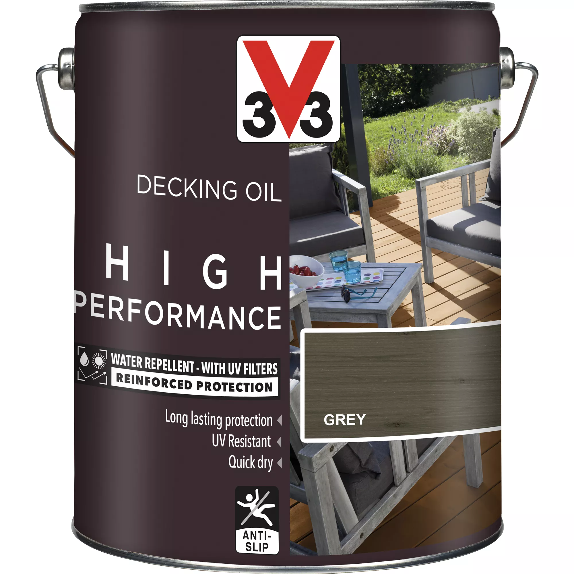 V33 High Performance Grey UV Resistant Decking Wood Oil, 5L 5 V33 High Performance Grey UV Resistant Decking Wood Oil, 5L - Image 3
