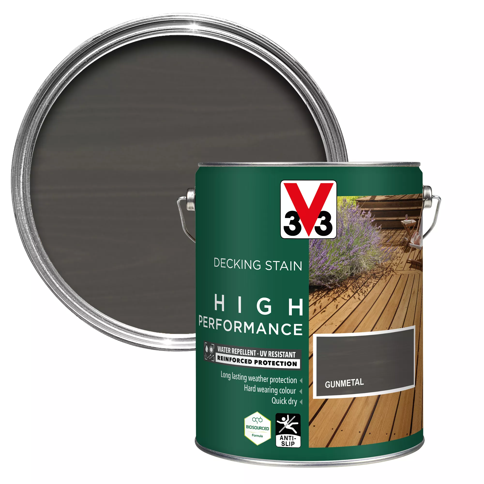V33 High Performance Gunmetal Satin Quick Dry Decking Stain, 5L 3 V33 High Performance Gunmetal Satin Quick Dry Decking Stain, 5L