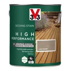 V33 High Performance Light Silver Satin Quick Dry Decking Stain, 2.5L -Hammerite Shop v33 high performance light silver satin quick dry decking stain 2 5l3153895180788 08c bq