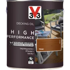 V33 High Performance Teak UV Resistant Decking Wood Oil, 2.5L -Hammerite Shop v33 high performance teak uv resistant decking wood oil 2 5l3153895164382 08c bq