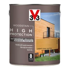 V33 High Protection Light Oak Mid Sheen Wood Stain, 2.5L -Hammerite Shop v33 high protection light oak mid sheen wood stain 2 5l3153895144490 08c bq