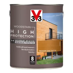 V33 High Protection Medium Oak Mid Sheen Wood Stain, 2.5L -Hammerite Shop v33 high protection medium oak mid sheen wood stain 2 5l3153895144506 08c bq