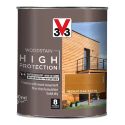 V33 High Protection Medium Oak Mid Sheen Wood Stain, 750ml -Hammerite Shop v33 high protection medium oak mid sheen wood stain 750ml3153895144377 08c bq